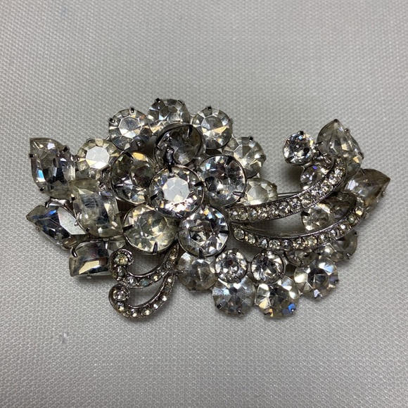 Vintage Rhinestone Albert Weiss Signed Brooch Pin - Picture 4 of 7